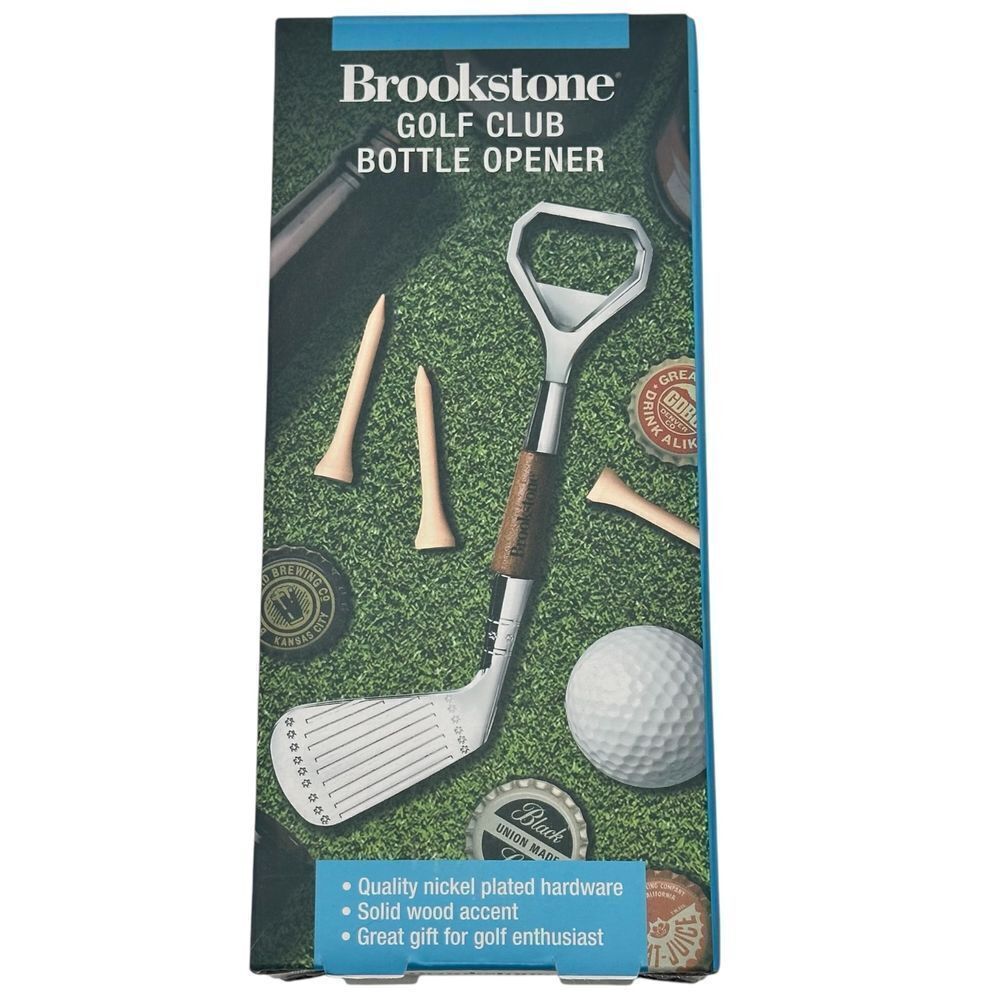 BROOKSTONE Golf Club Bottle Opener- Golf Lover Bar Accessory New In Box